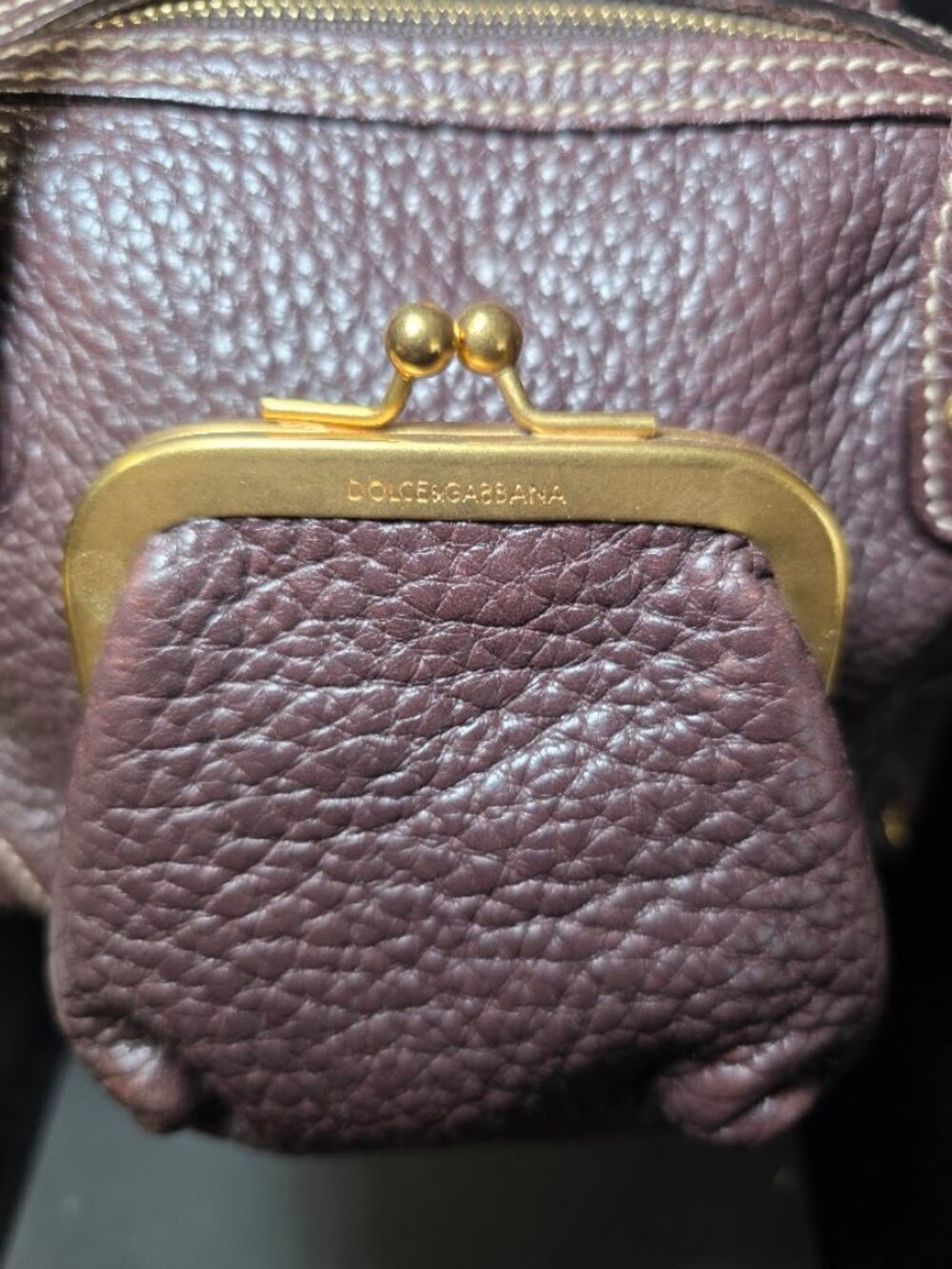 Dolce & Gabbana Brown Pebbled Kisslock Mini Satchel Authenticated - Picture 2 of 8